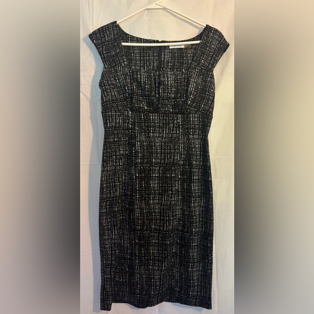 Calvin Klein Black and White Midi Dress